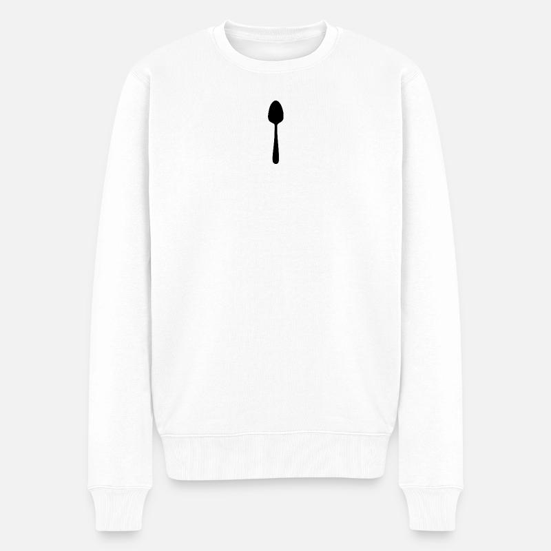 Koch Löffel Kochlöffel Vorlage  - Männer Premium Bio Pullover - Weiß