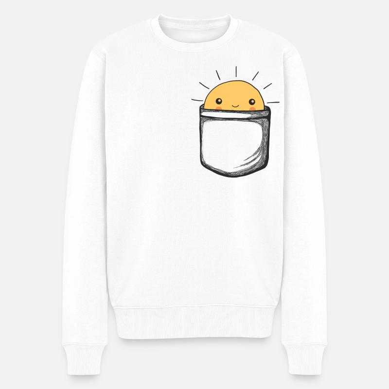 Sonne, Sommer, Sunshine in my pocket, Happy, Cool - Männer Premium Bio Pullover - Weiß