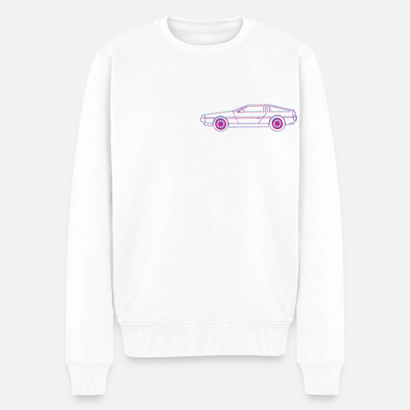 Sportwagen Auto DeLorean _outline _3D - Männer Premium Bio Pullover - Weiß