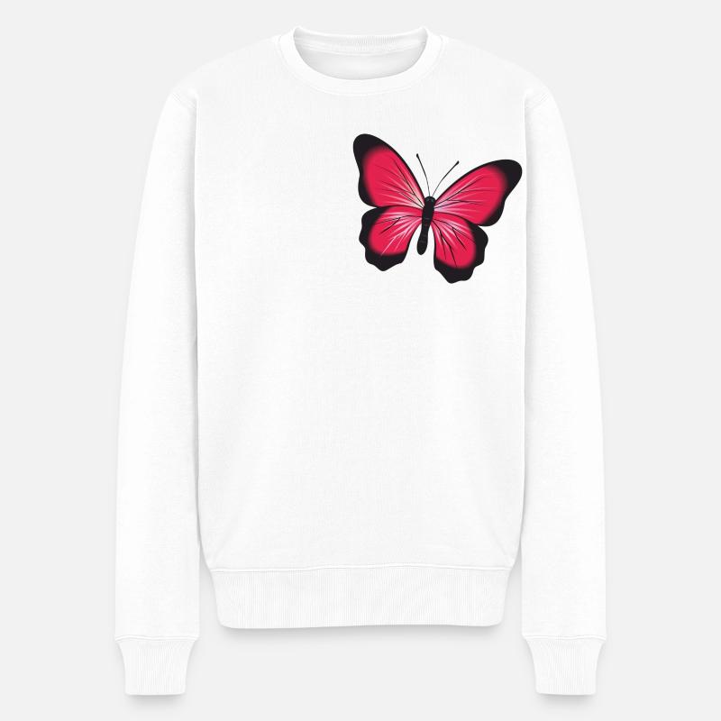 Roter Schmetterling - Männer Premium Bio Pullover - Weiß