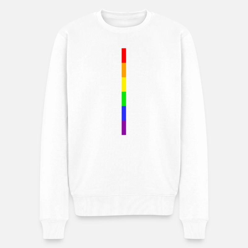 Rainbow Stripe - Pull Premium bio Homme - blanc