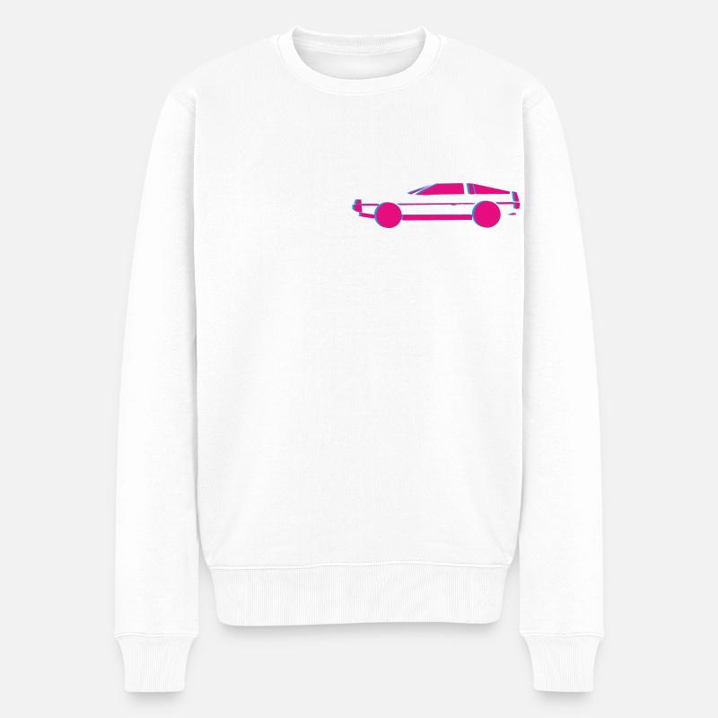 Sportwagen Auto DeLorean _minimal _3D - Männer Premium Bio Pullover - Weiß