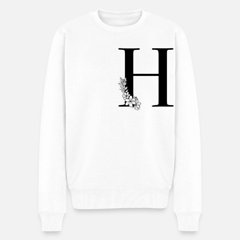 Buchstabe H - Männer Premium Bio Pullover - Weiß