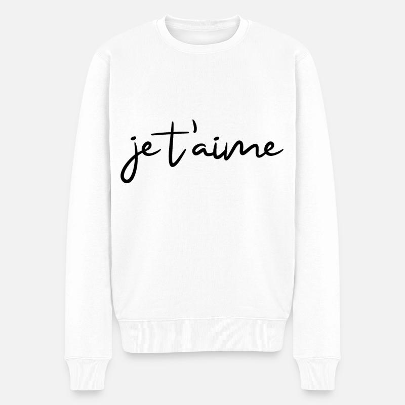 je t'aime - Männer Premium Bio Pullover - Weiß