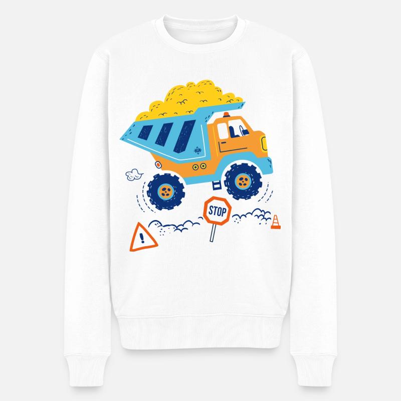 camion Chantier pour enfants - Pull Premium bio Homme - blanc