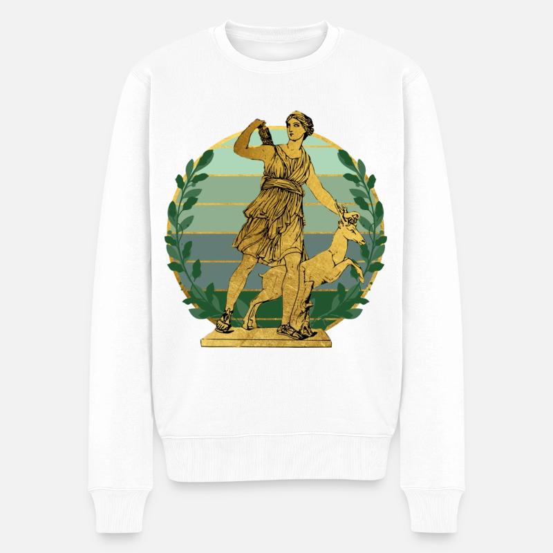 Artemis goddess of the hunt - Männer Premium Bio Pullover - Weiß