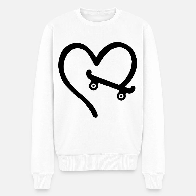 Skateboard Herz Skater - Männer Premium Bio Pullover - Weiß