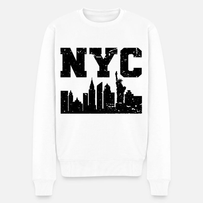 NYC New York Skyline - Pull Premium bio Homme - blanc
