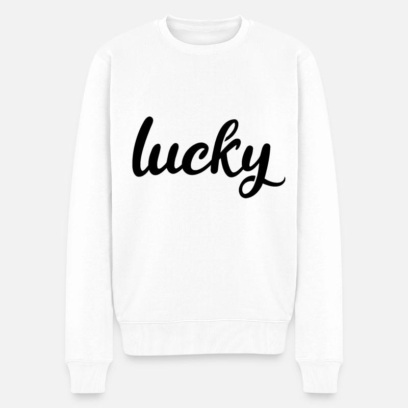 lucky - Männer Premium Bio Pullover - Weiß
