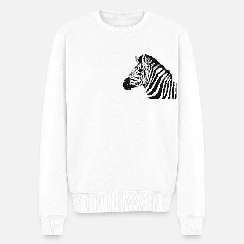 Zebra Design | Punktraster | Schwarz & Weiß - Männer Premium Bio Pullover - Weiß