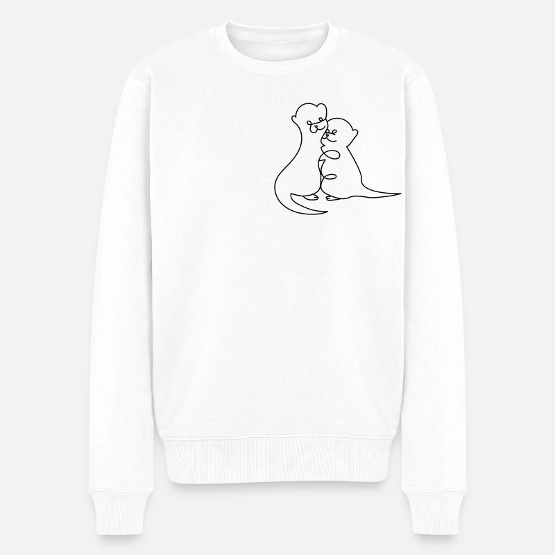 Dessin d’une ligne Otter - Pull Premium bio Homme - blanc