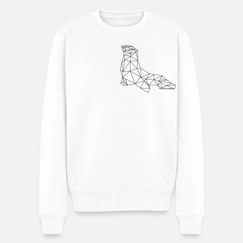 Seehund Robbe geometrisch - Männer Premium Bio Pullover - Weiß