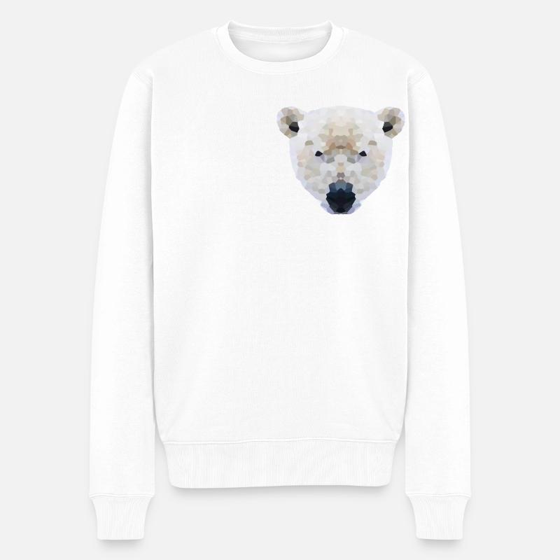 Eisbär Low Poly – International Polar Bear Day - Männer Premium Bio Pullover - Weiß
