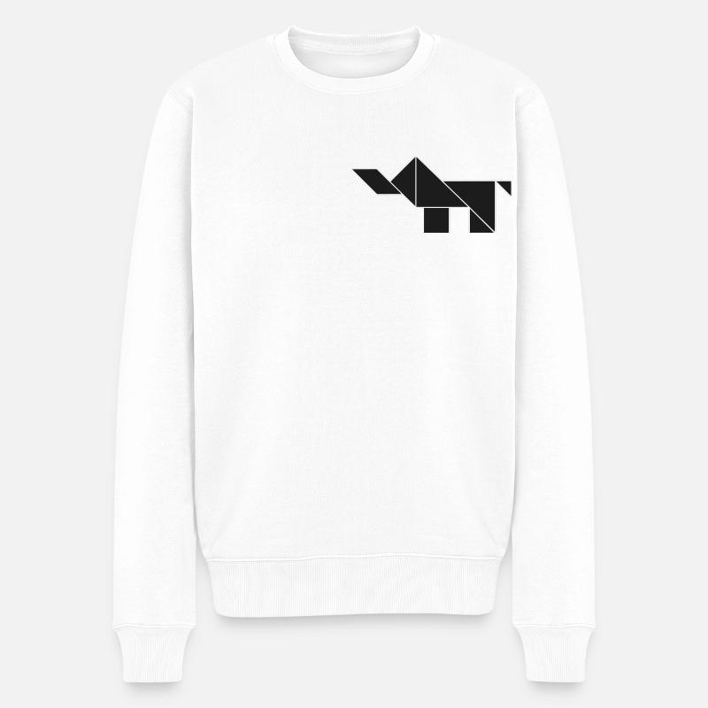Tangram Elephant noir et blanc - Pull Premium bio Homme - blanc