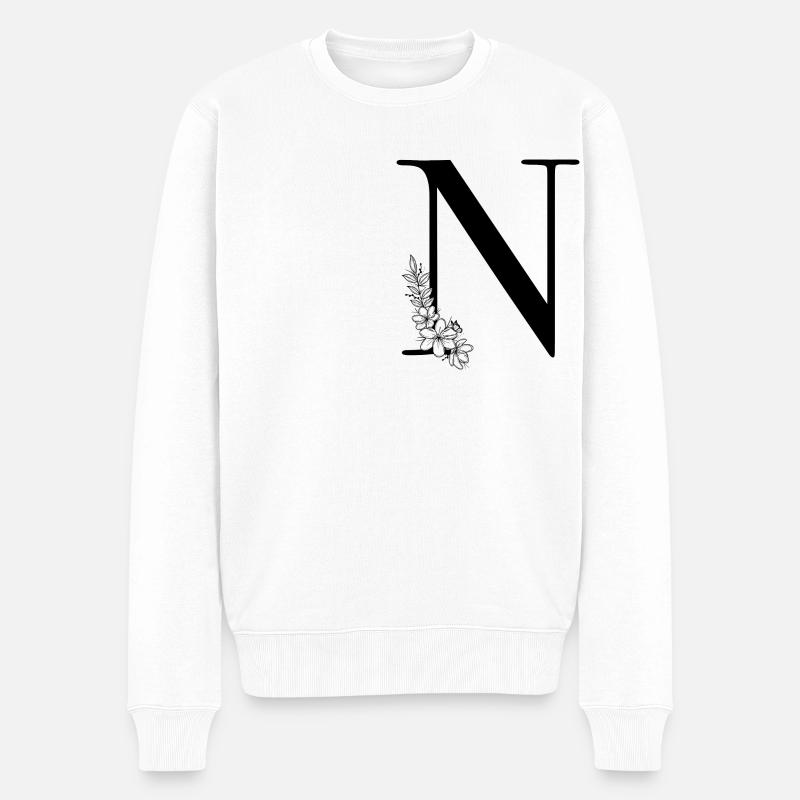 Lettre N - Pull Premium bio Homme - blanc