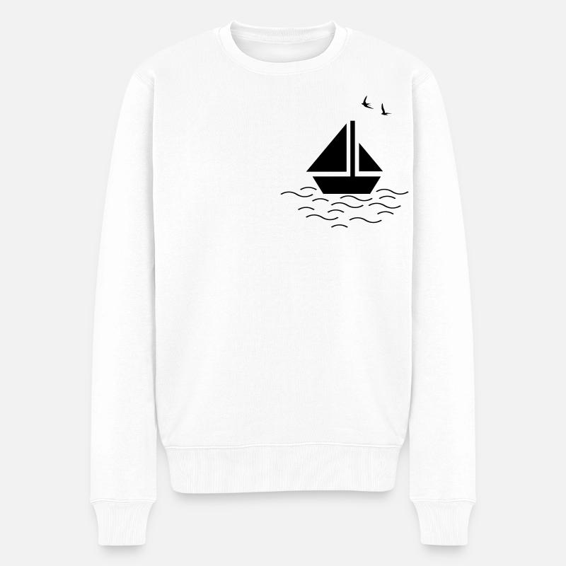 Segelboot / Sailboat - Männer Premium Bio Pullover - Weiß