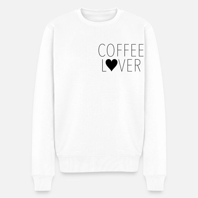Coffee Lover | First Coffee - Männer Premium Bio Pullover - Weiß