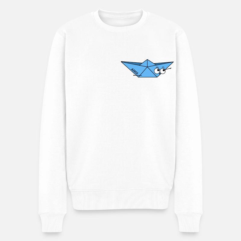 Papierboot - Männer Premium Bio Pullover - Weiß