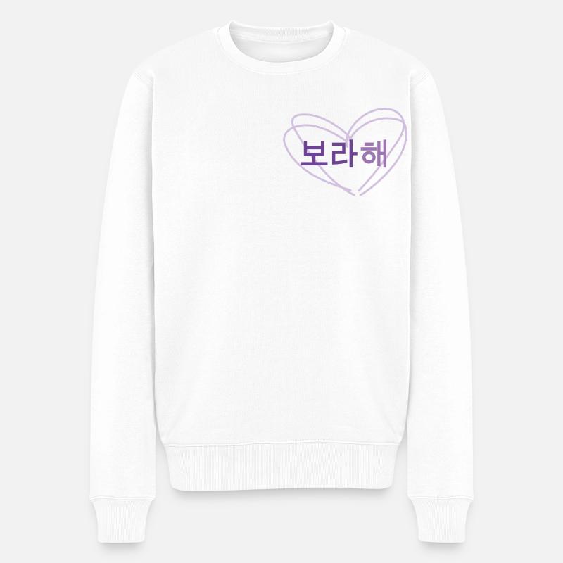 Love - Borahae - Männer Premium Bio Pullover - Weiß