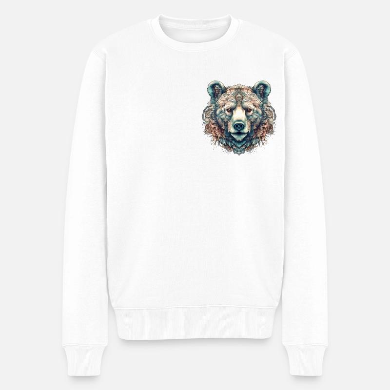 Ours mandala aquarelle - Pull Premium bio Homme - blanc