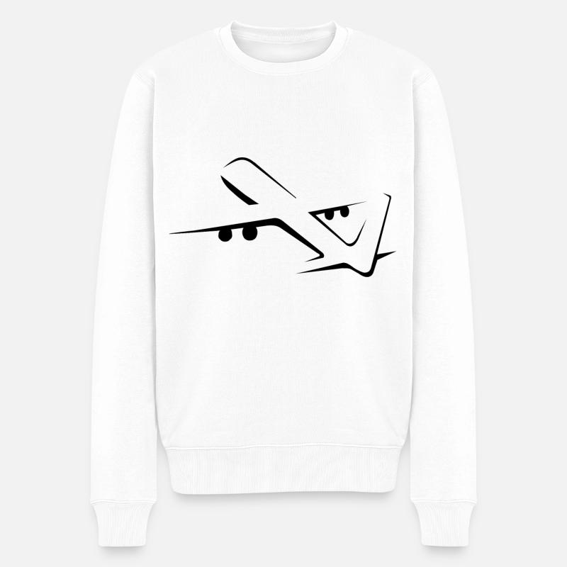 Flugzeug - Männer Premium Bio Pullover - Weiß