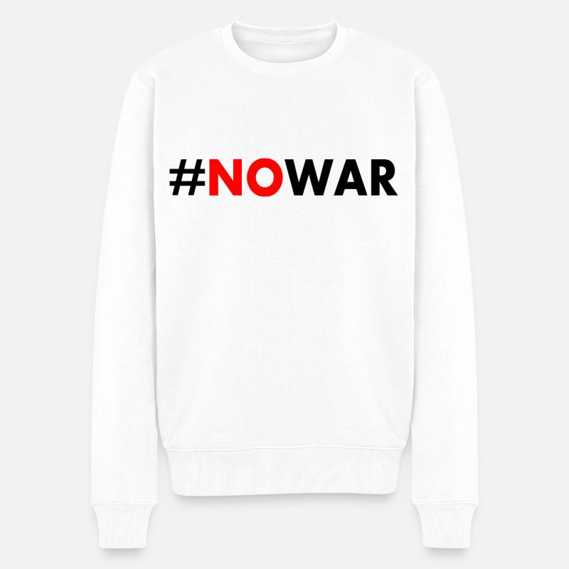 No war - Pull Premium bio Homme - blanc