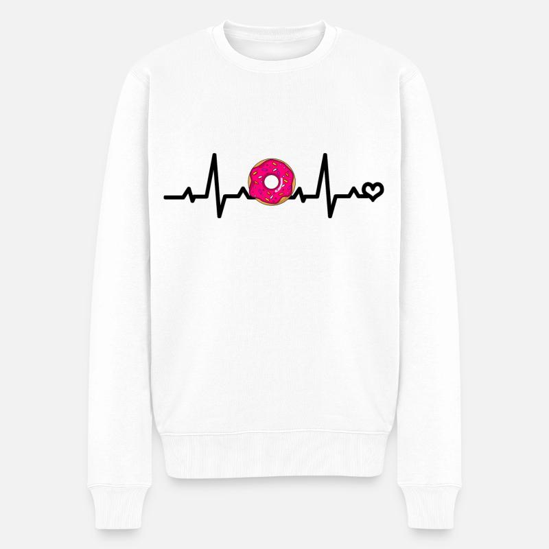 beignet rose heartline ECG - Pull Premium bio Homme - blanc