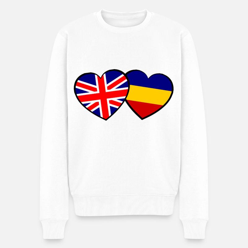 Die englisch rumaenischen Herzen - Männer Premium Bio Pullover - Weiß