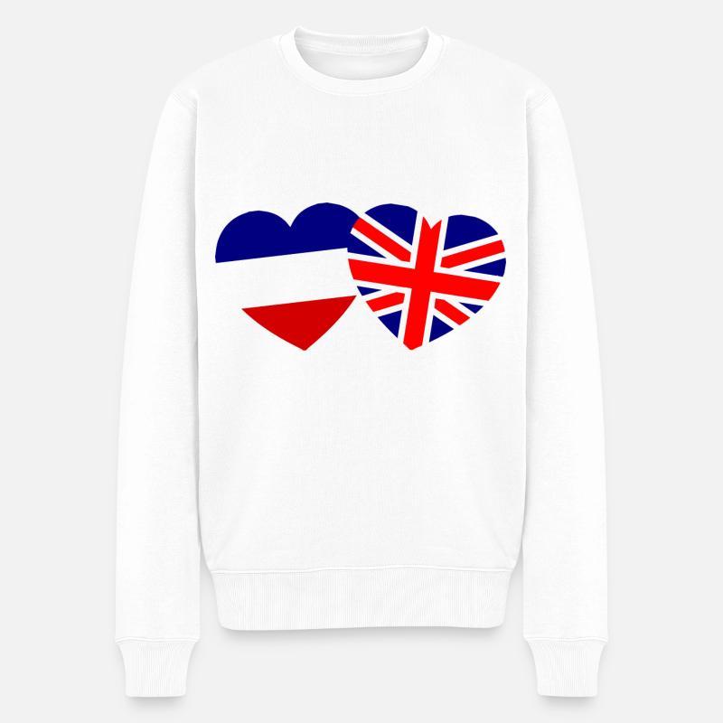 Français Anglais Coeurs - Pull Premium bio Homme - blanc