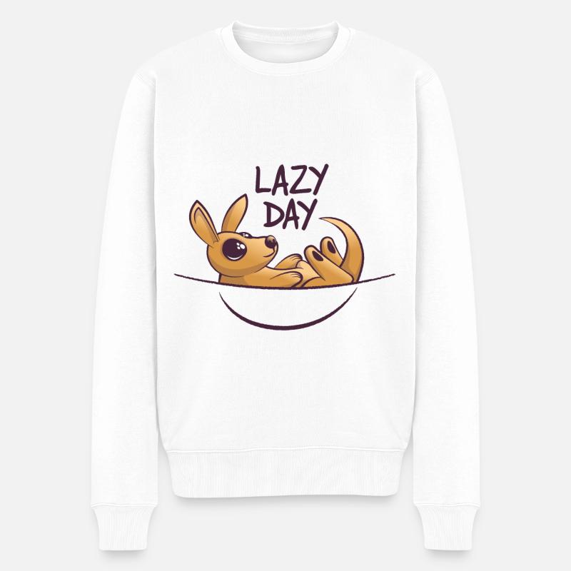 lazy day - Männer Premium Bio Pullover - Weiß
