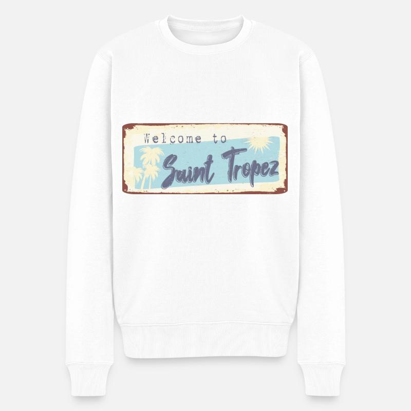 Welcome to Saint Tropez - Männer Premium Bio Pullover - Weiß