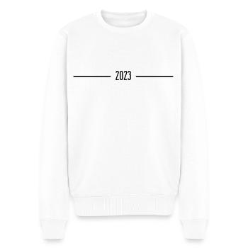2023 - Jahr - Linie - Jahreswechsel - Männer Premium Bio Pullover - Weiß - Vorne - Thijin (182cm)