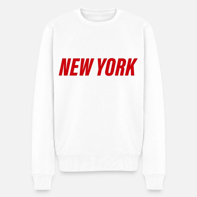 New York - Männer Premium Bio Pullover - Weiß