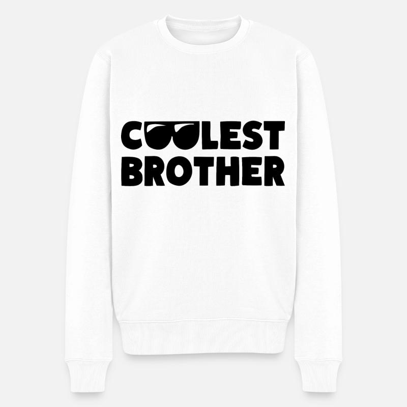 COOLEST BROTHER Bro - Männer Premium Bio Pullover - Weiß