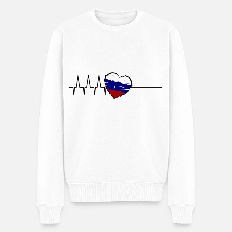 Russland Herzschlag - Männer Premium Bio Pullover - Weiß