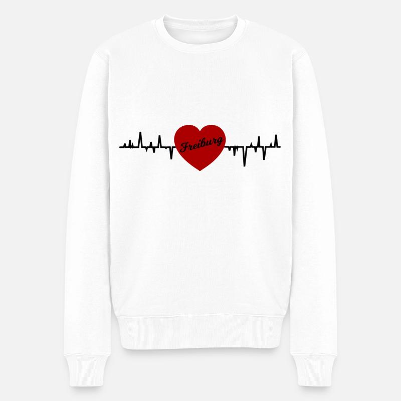 Freiburger Herzschlag - Männer Premium Bio Pullover - Weiß