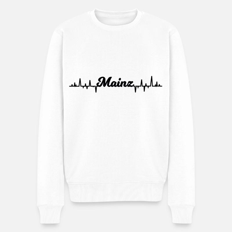 Mainzer Herzschlag - Männer Premium Bio Pullover - Weiß