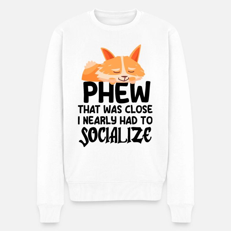 Introvertiert Schüchtern Antisozial - Männer Premium Bio Pullover - Weiß