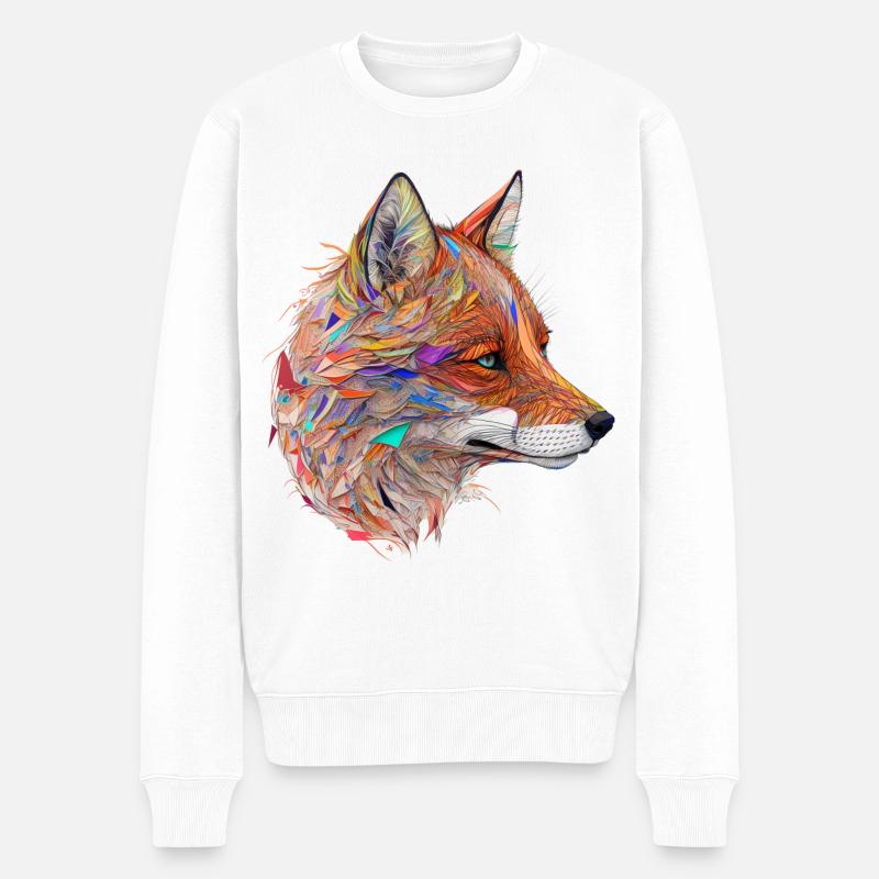 Fuchs Fuchsmotiv Tiere Geschenk Kunst Tiermotiv - Männer Premium Bio Pullover - Weiß