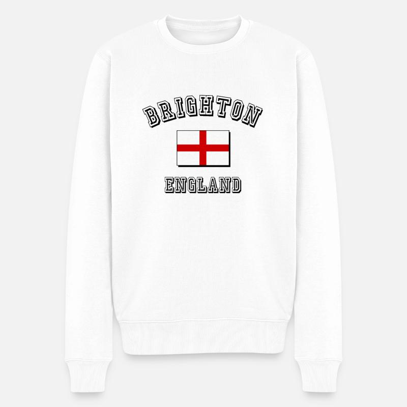 Brighton en Angleterre avec drapeau anglais - Pull Premium bio Homme - blanc