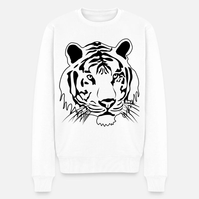 Tiger - Männer Premium Bio Pullover - Weiß
