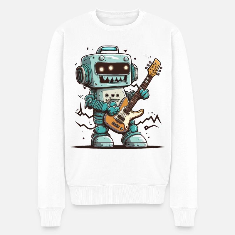 Rock and Roll Robot - Pull Premium bio Homme - blanc