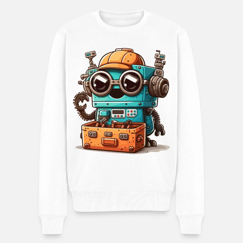 Ingenieur-Bot - Männer Premium Bio Pullover - Weiß