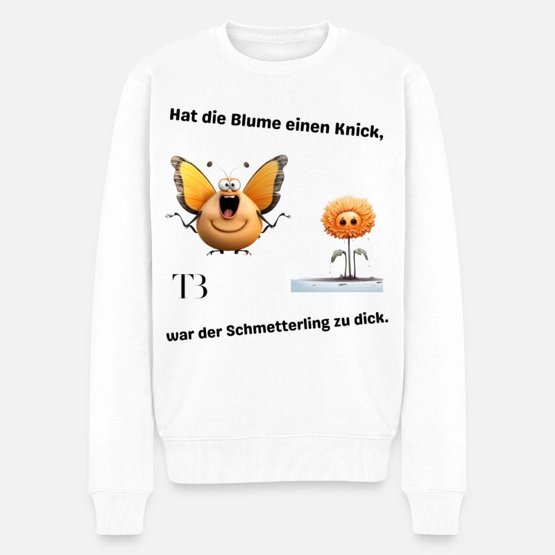 Dicker Schmetterling - Männer Premium Bio Pullover - Weiß