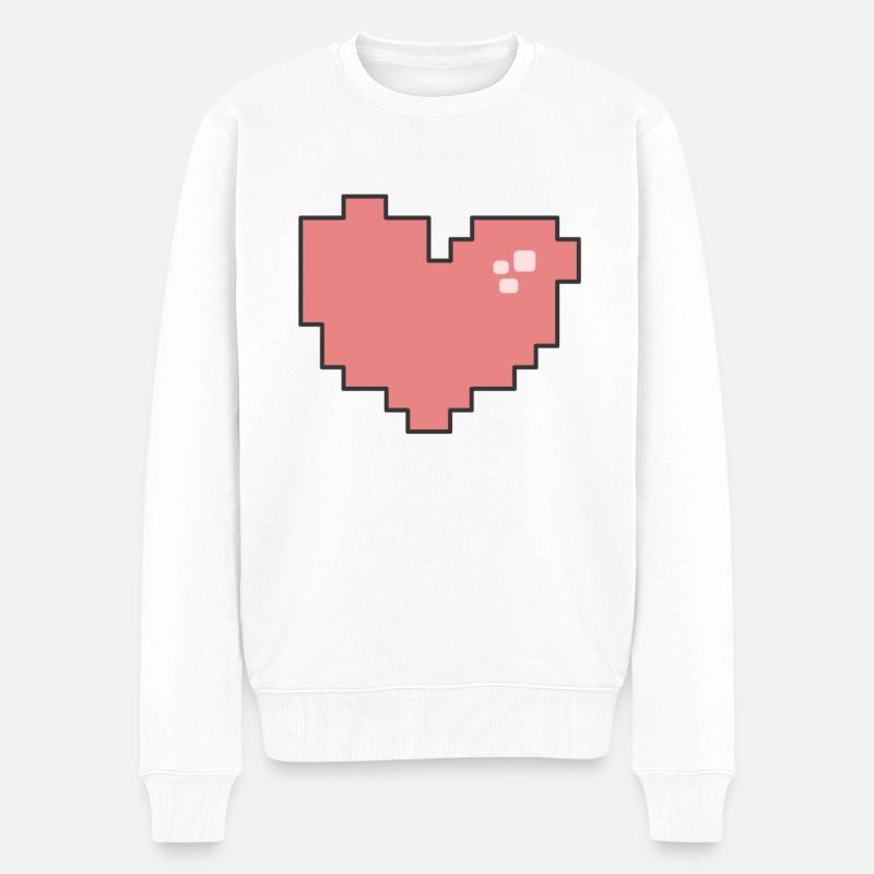 Cœur Pixel - Pull Premium bio Homme - blanc