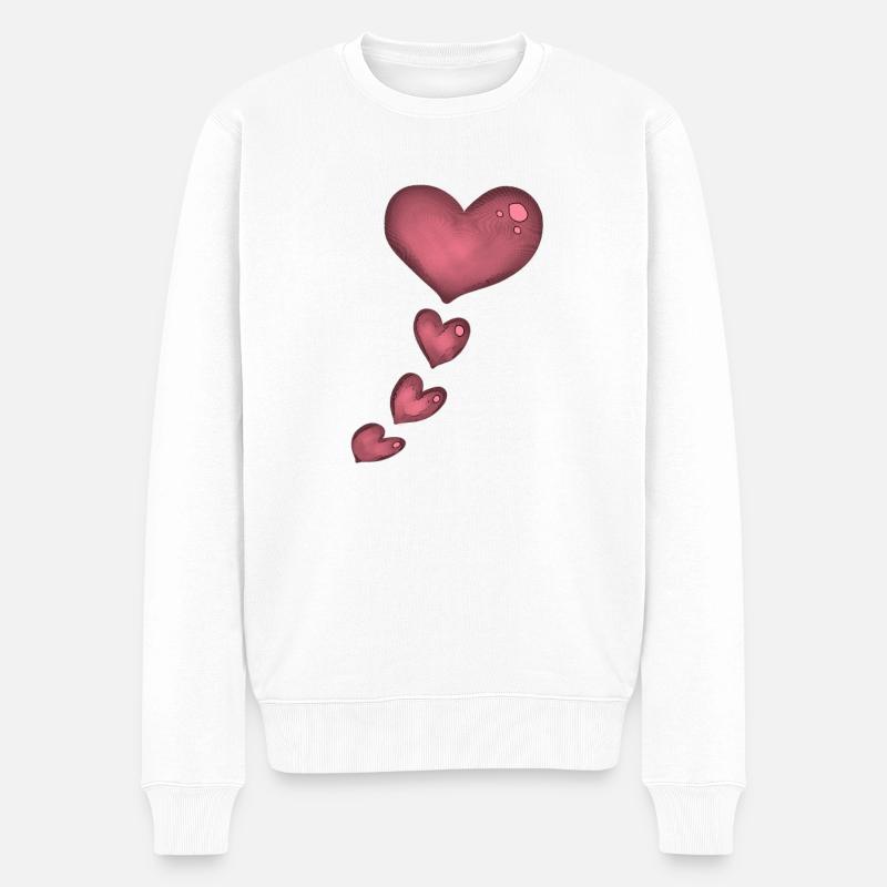 pinkes Herz - Männer Premium Bio Pullover - Weiß