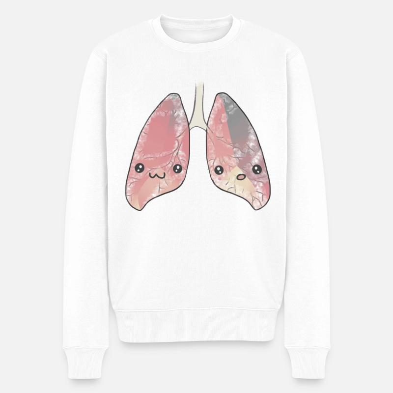 Lunge Organ - Männer Premium Bio Pullover - Weiß