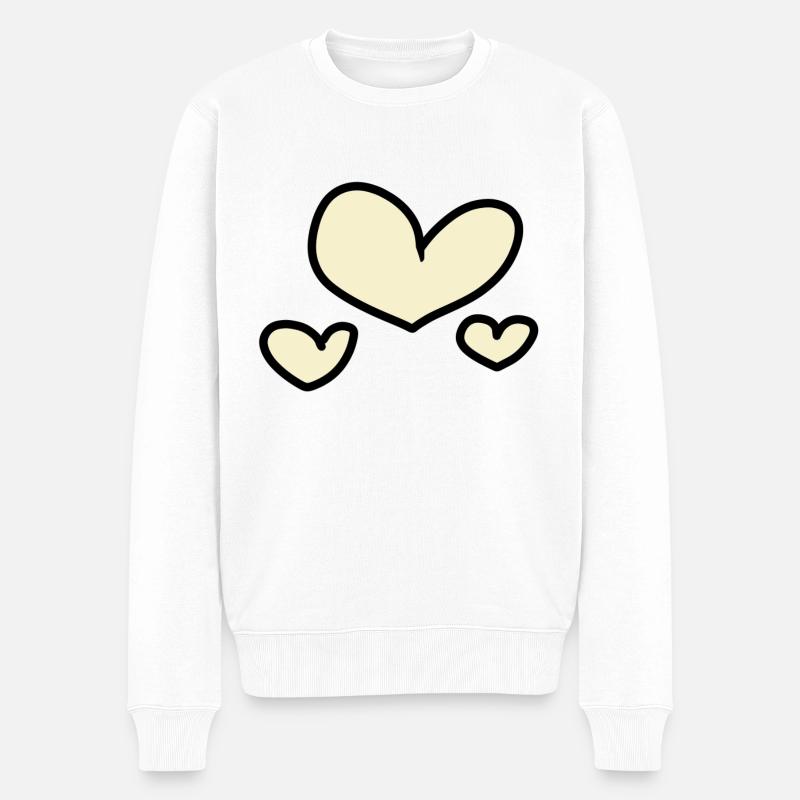 gelbe Herzen - Männer Premium Bio Pullover - Weiß