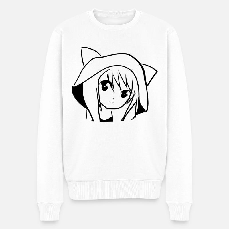 Anime Mädchen Manga - Männer Premium Bio Pullover - Weiß