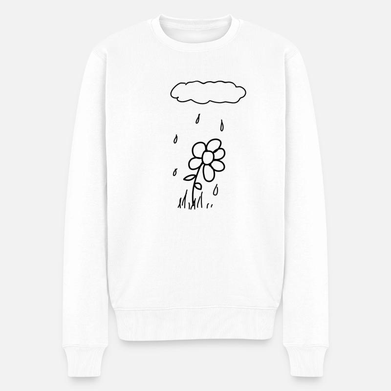 Blume Regen - Männer Premium Bio Pullover - Weiß